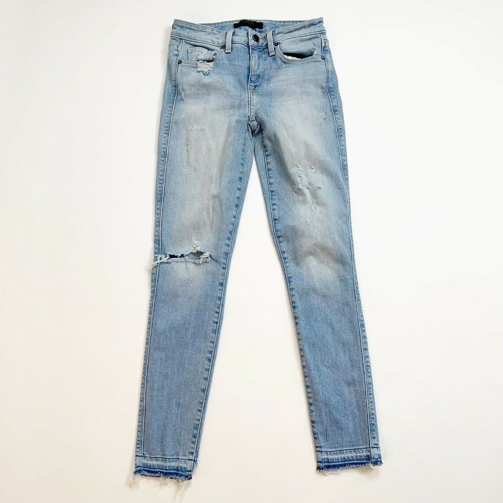 Genetic Los Angeles  Blue Daphne Skinny Jean Size 25 Distressed Raw Hem Women